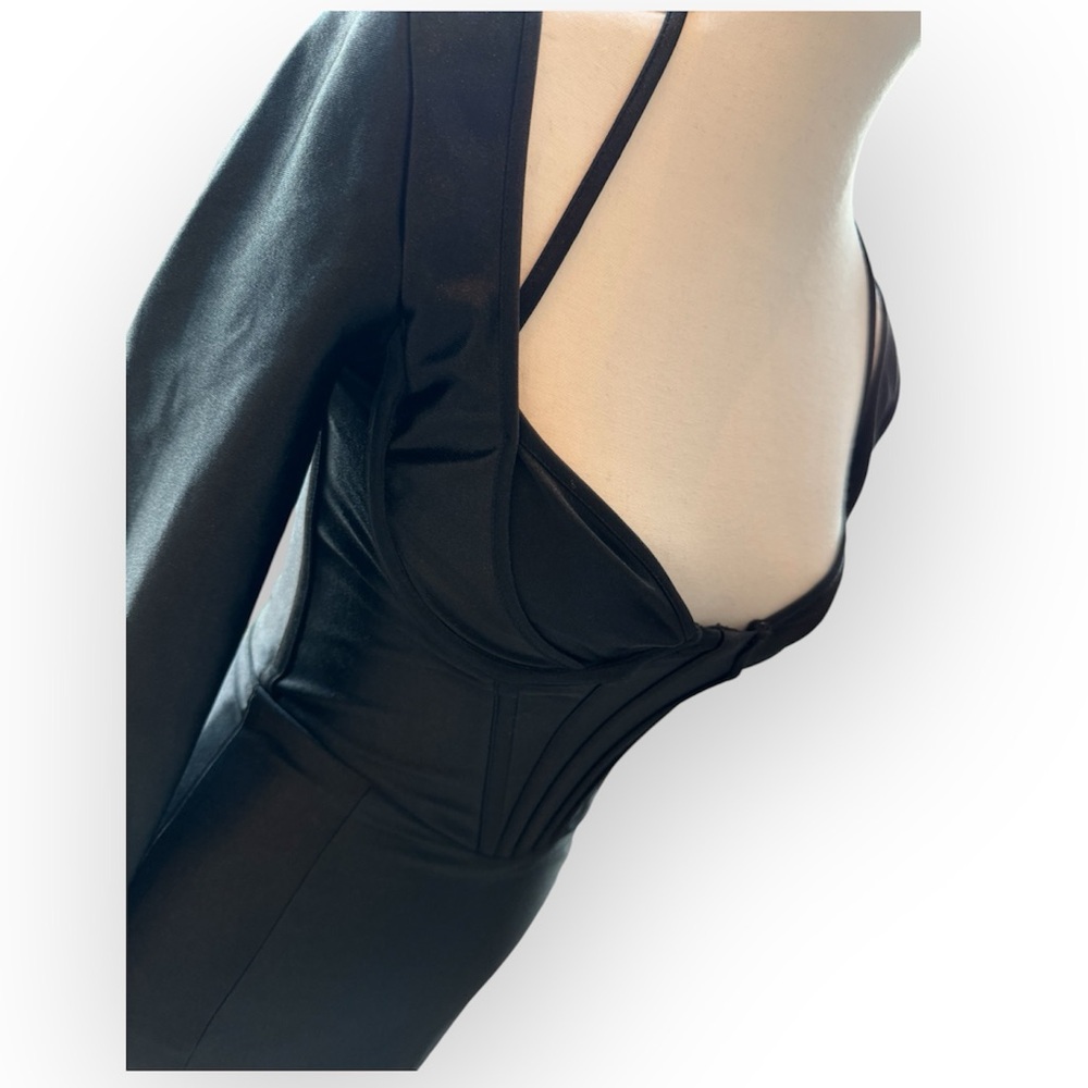 House of CB GRAZIA BLACK DISCO SATIN CORSET DRESS - Picture 9 of 16
